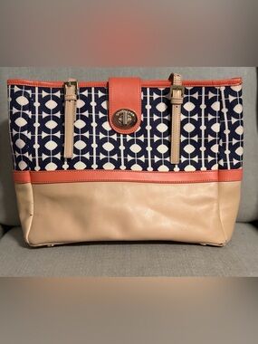 Spartina 449 Navy Geometric Canvas Tote